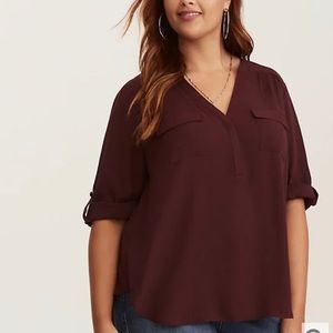 HARPER - BURGUNDY GEORGETTE PULLOVER BLOUSE